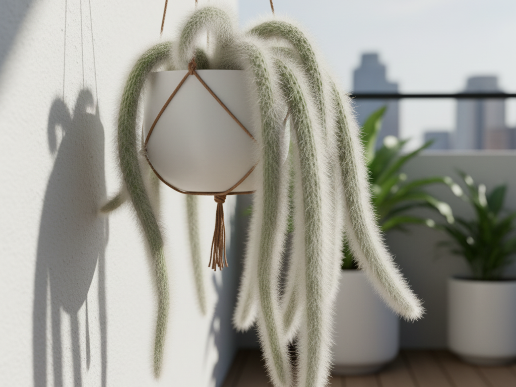 Growing Monkey Tail Cactus Plant in Balcony