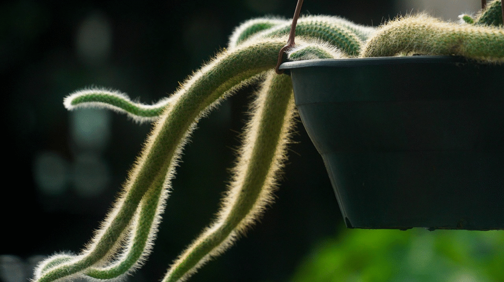 Growing Monkey Tail Cactus Plant in Balcony
